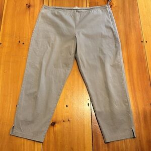 EILEEN FISHER XL Sand Pocketless Organic Cotton Pants Slit Side Zip